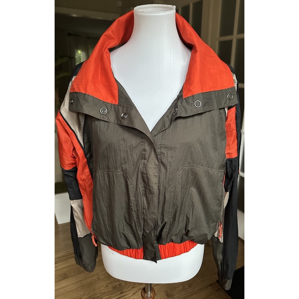 Free People Colorblock Jacket - Orange, Black, Brown